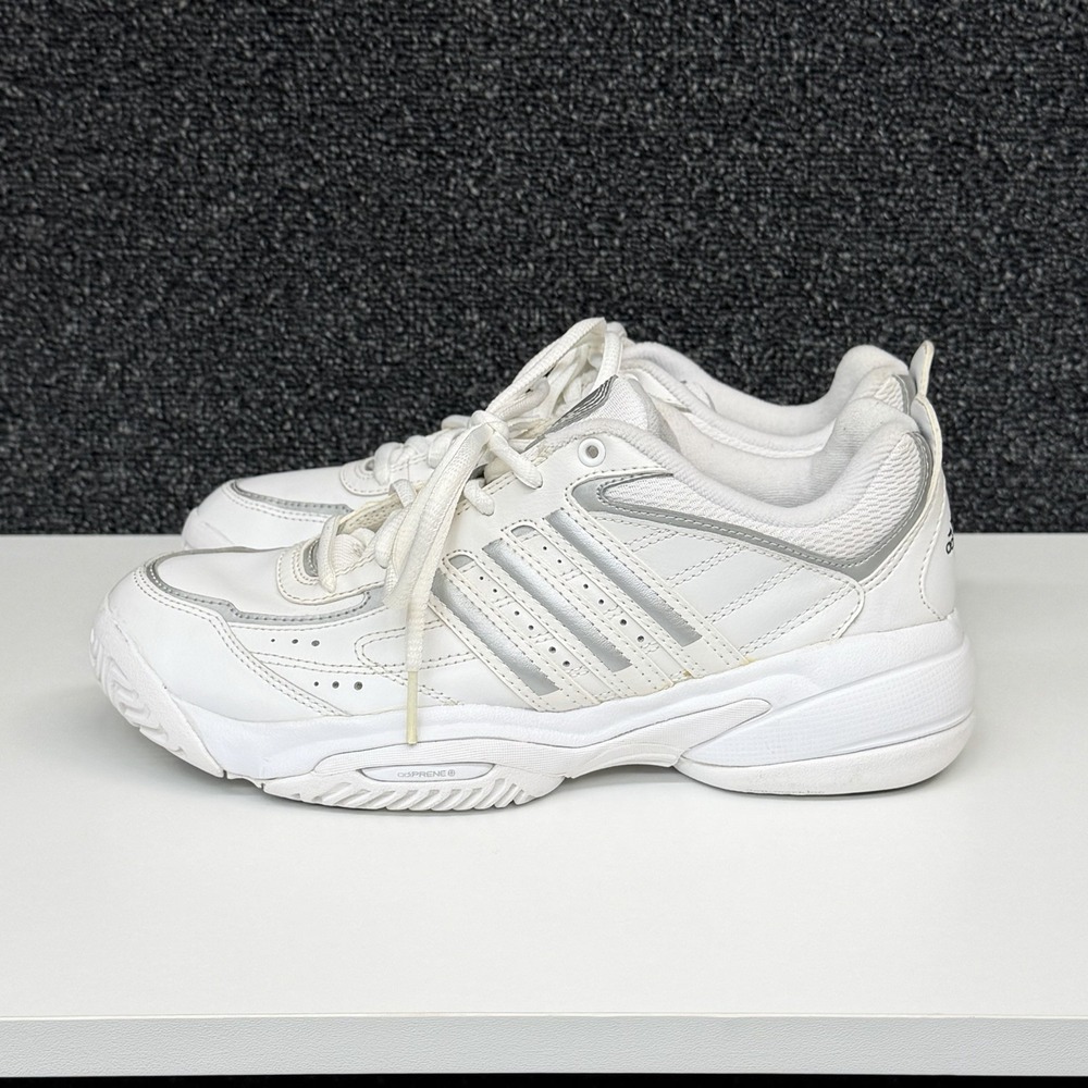 Adidas Women's Tennis Shoes G02370 White Silver Size 6 Adiprene Non-Marking - Picture 4 of 9